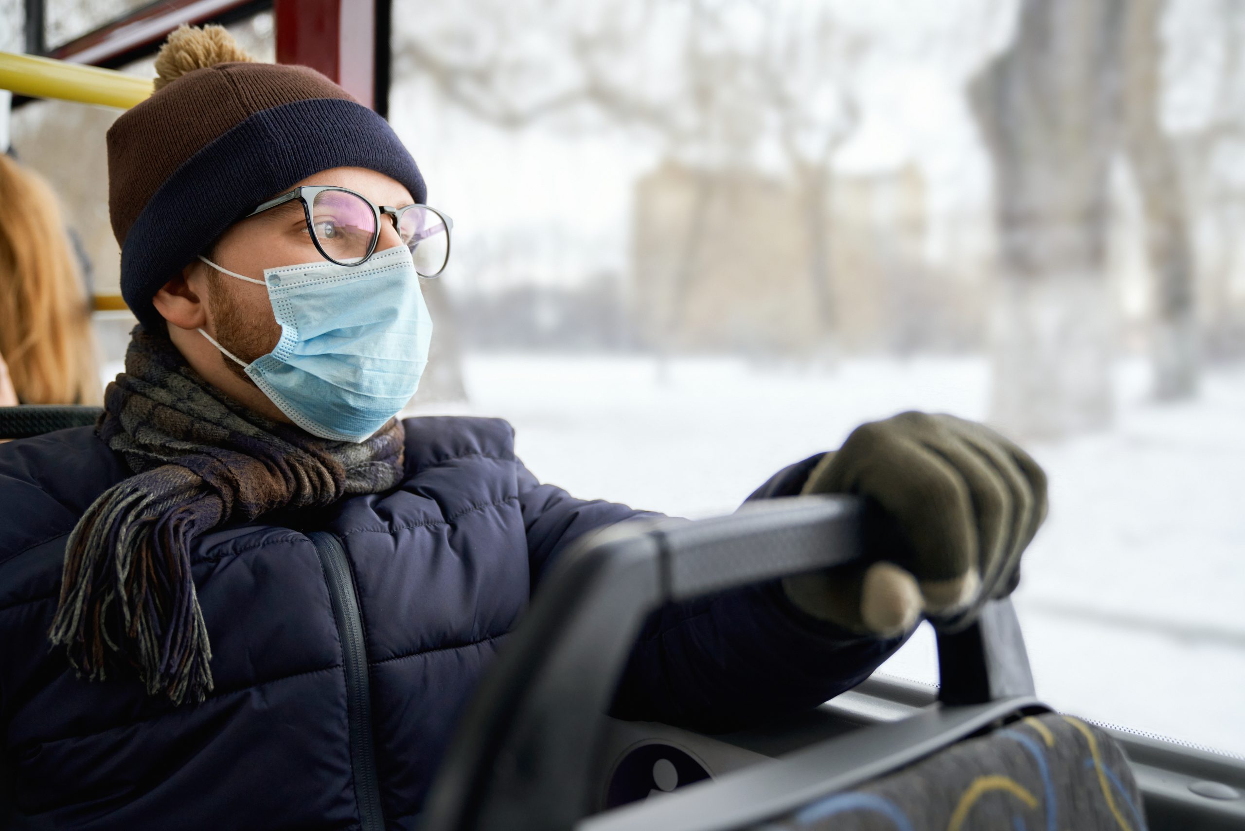 Passenger traveling by bus