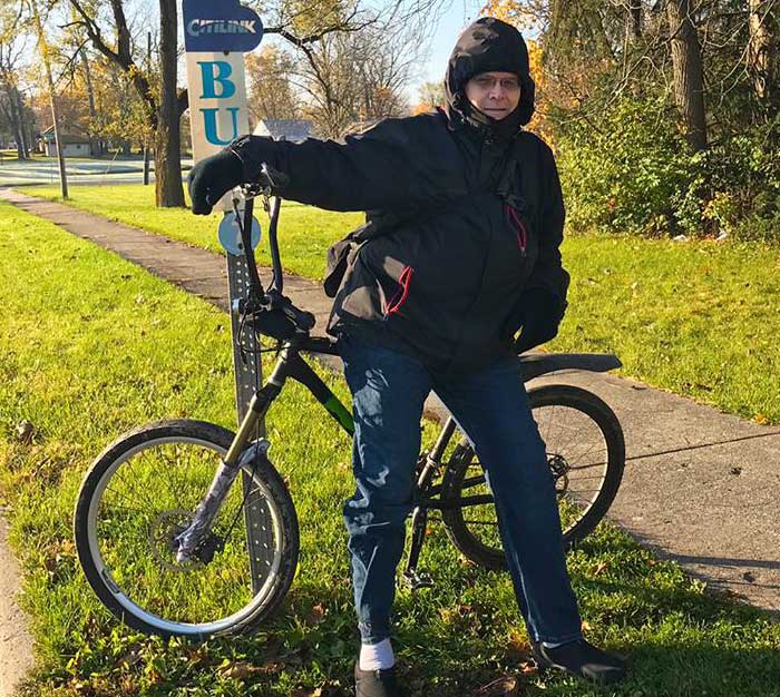 Mark with his bicycle